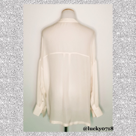 Vince NWOT Ivory Silk Half Placket Blouse Sz S - Picture 5 of 6